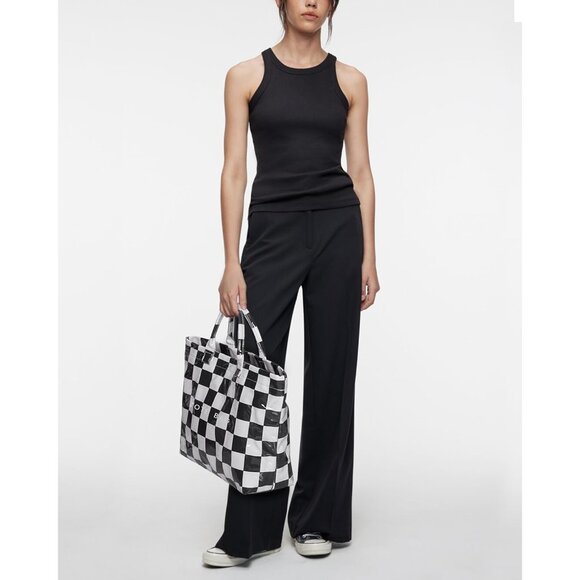 Trendy Women's Checkered PVC Tote Bag Large Waterproof Lightweight - Picture 3 of 5